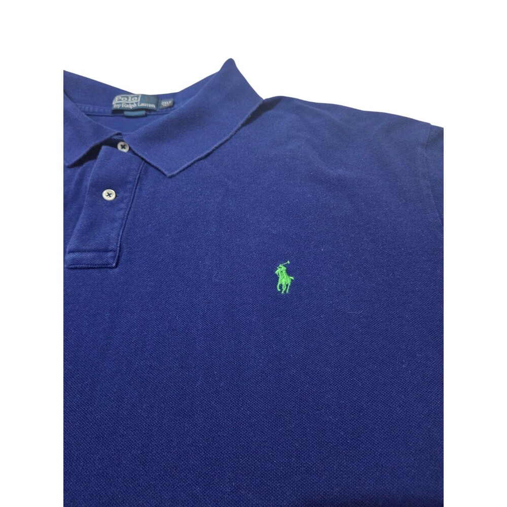 Polo Ralph Lauren Shirt Mens 2XLT Navy Lime Green Pony Preppy Tall G6.1 - Picture 3 of 10